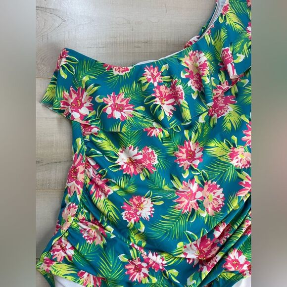 Hilor Swim One Piece Swimsuit Size 12 Tropical Beach Cruise - Picture 4 of 11